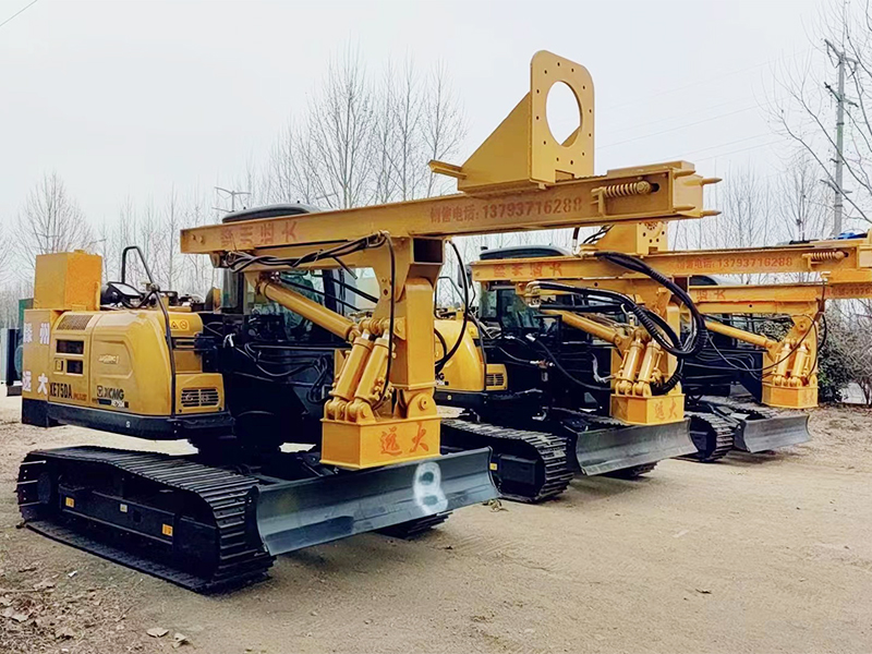 挖掘機(jī)改裝太陽能光伏電站打樁機(jī)